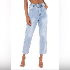 SHOW ME YOUR MUMU EMILIA MOM JEANS in Blue Falls Size Small